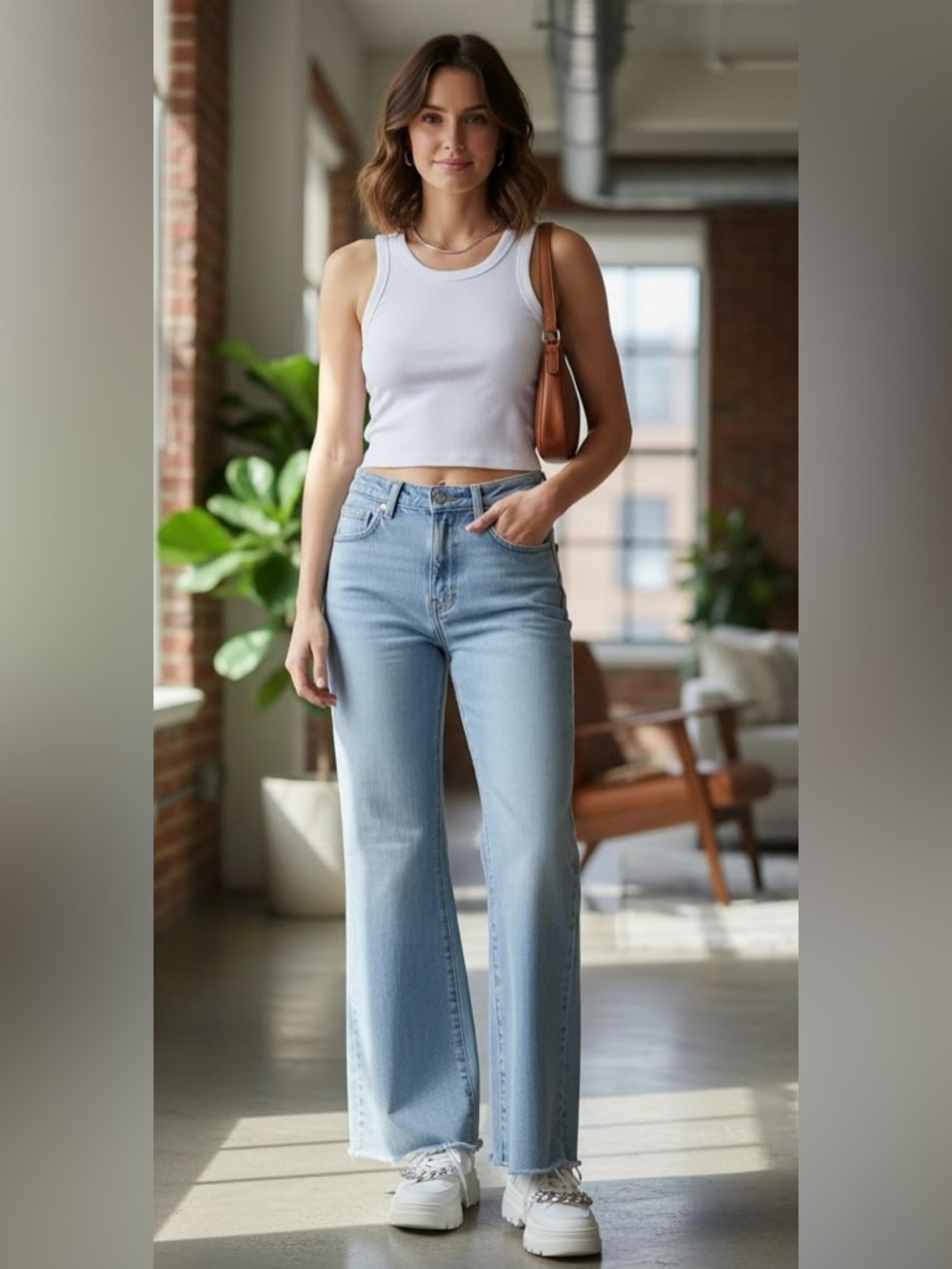 Z SUPPLY NOVA HIGH RISE DENIM CROP PANT size 24